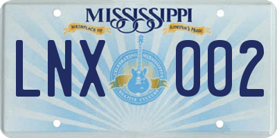 MS license plate LNX002