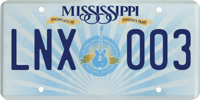 MS license plate LNX003