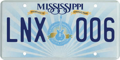 MS license plate LNX006
