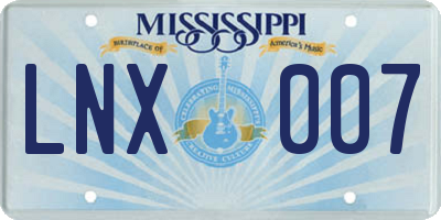 MS license plate LNX007