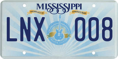 MS license plate LNX008