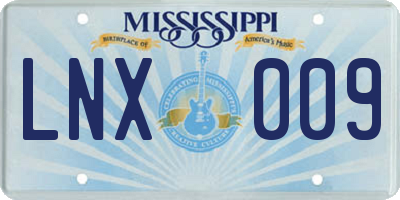 MS license plate LNX009