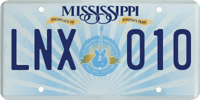 MS license plate LNX010