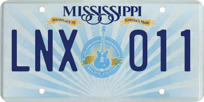 MS license plate LNX011