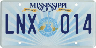 MS license plate LNX014