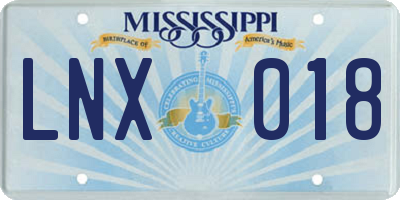 MS license plate LNX018