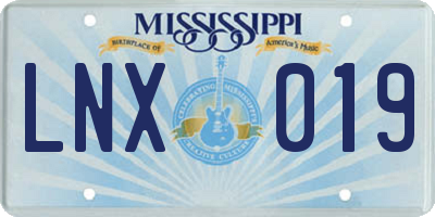 MS license plate LNX019