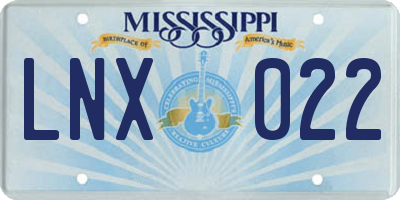 MS license plate LNX022