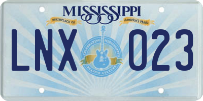 MS license plate LNX023