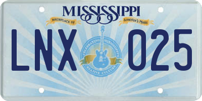 MS license plate LNX025