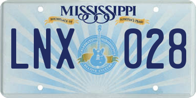 MS license plate LNX028