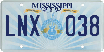 MS license plate LNX038