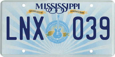 MS license plate LNX039