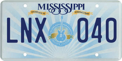 MS license plate LNX040