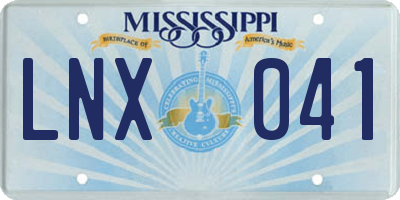 MS license plate LNX041