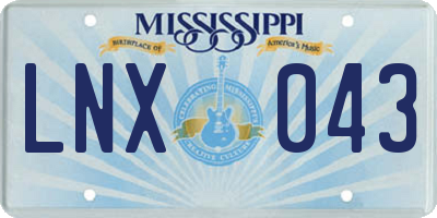 MS license plate LNX043