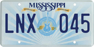 MS license plate LNX045
