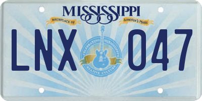 MS license plate LNX047