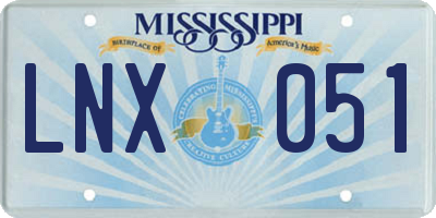 MS license plate LNX051