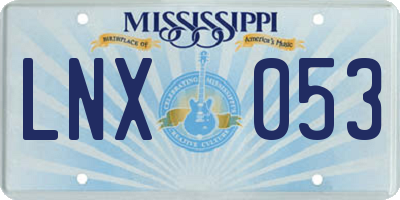 MS license plate LNX053