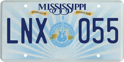 MS license plate LNX055