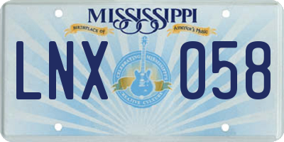 MS license plate LNX058