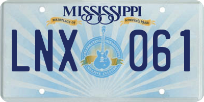 MS license plate LNX061