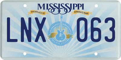 MS license plate LNX063