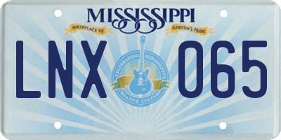 MS license plate LNX065
