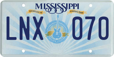 MS license plate LNX070