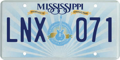 MS license plate LNX071