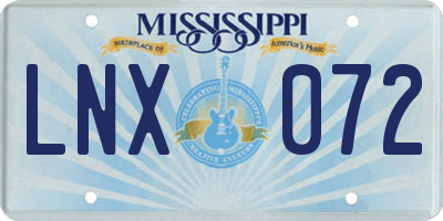 MS license plate LNX072