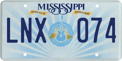 MS license plate LNX074