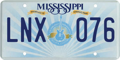 MS license plate LNX076