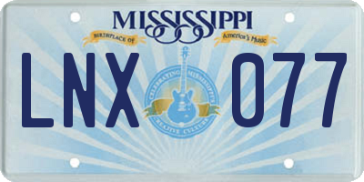 MS license plate LNX077