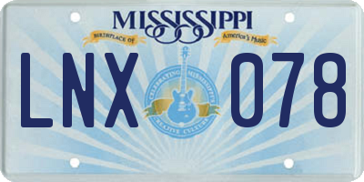 MS license plate LNX078