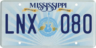 MS license plate LNX080