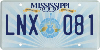 MS license plate LNX081