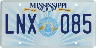 MS license plate LNX085
