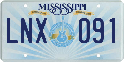 MS license plate LNX091