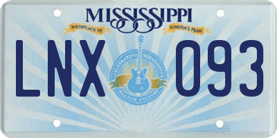 MS license plate LNX093