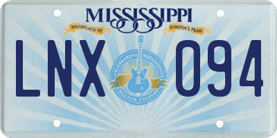 MS license plate LNX094