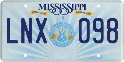 MS license plate LNX098
