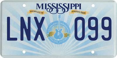 MS license plate LNX099