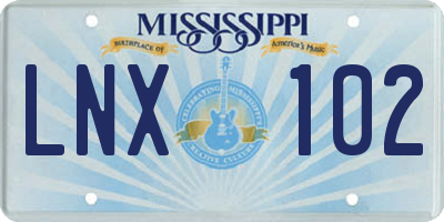 MS license plate LNX102