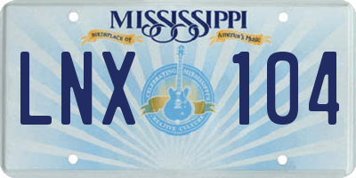 MS license plate LNX104