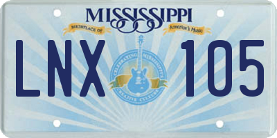 MS license plate LNX105