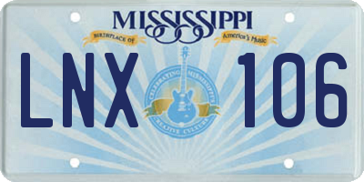 MS license plate LNX106
