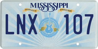 MS license plate LNX107