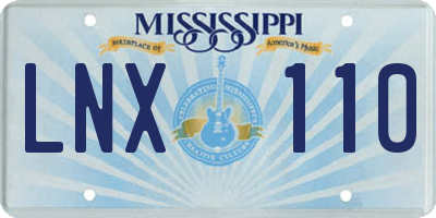 MS license plate LNX110